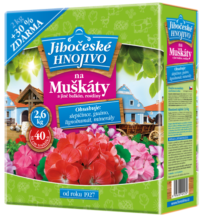 Jihočeské hnojivo na muškáty 2,60kg