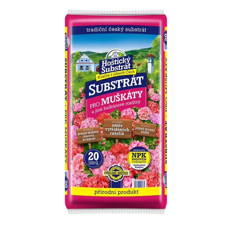 Hoštický substrát - Substrát pro muškáty 20litrov